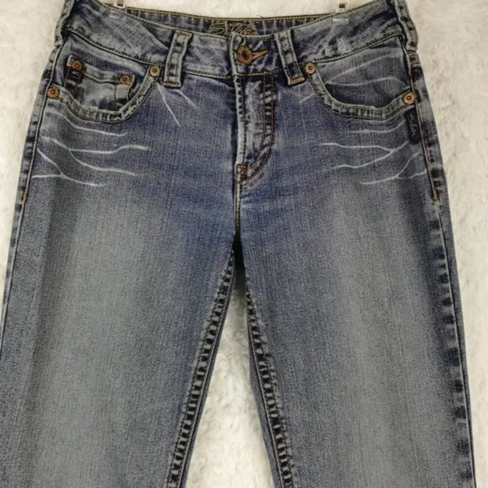 Silver Womens Jeans Suki Boot Cut Denim Blue Indigo Wash Low Rise Whiskering 29 - Picture 3 of 13